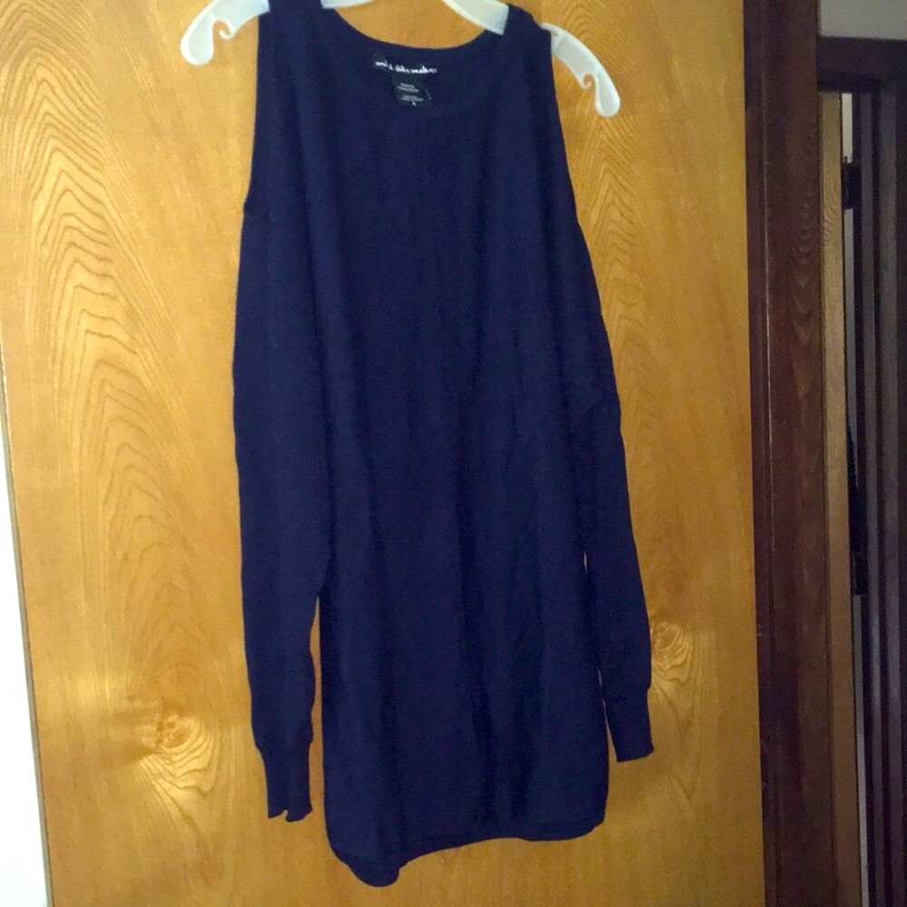 Navy bare shoulder sweater NWOT